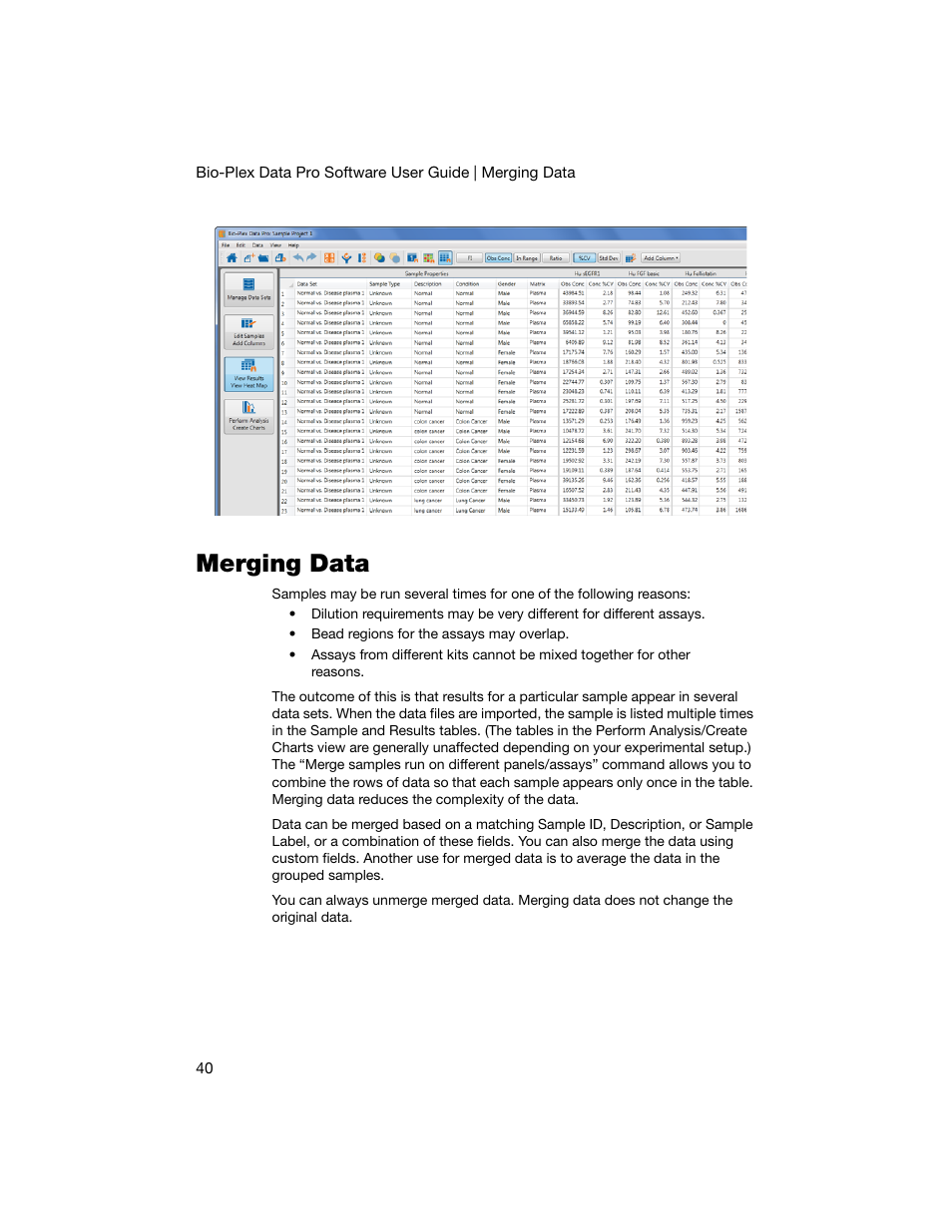 Merging data | Bio-Rad Bio-Plex Data Pro™ Software User Manual | Page 44 / 74