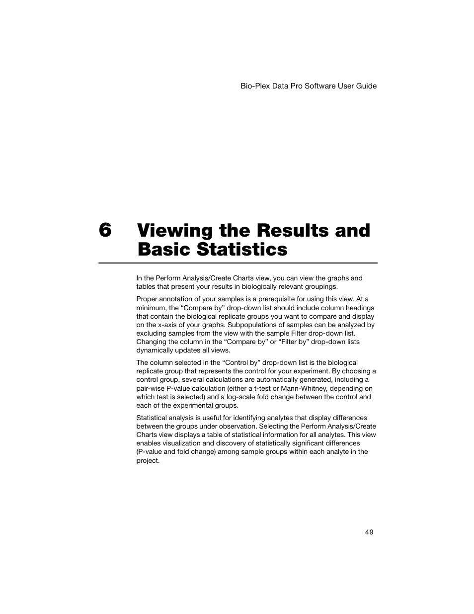 6 viewing the results and basic statistics, Viewing the results and basic statistics | Bio-Rad Bio-Plex Data Pro™ Software User Manual | Page 53 / 74