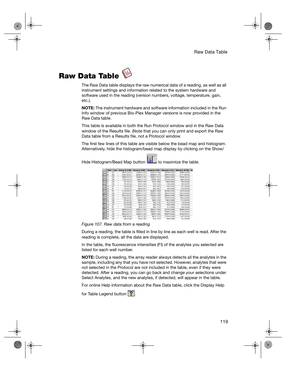 Raw data table | Bio-Rad Bio-Plex Software® Upgrades and Conversions User Manual | Page 131 / 260