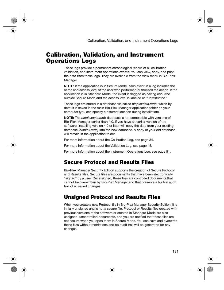 Secure protocol and results files, Unsigned protocol and results files | Bio-Rad Bio-Plex Software® Upgrades and Conversions User Manual | Page 143 / 260