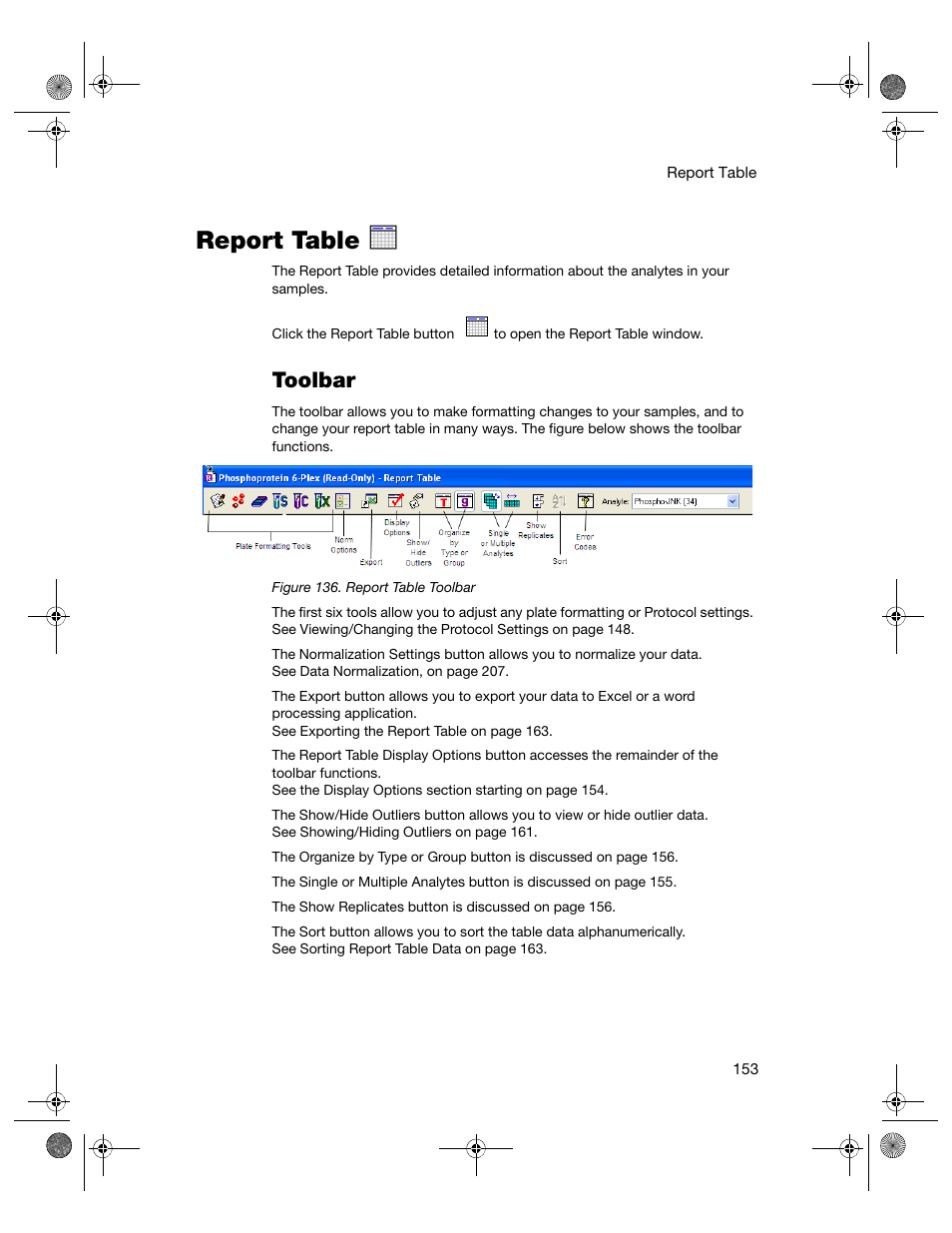 Report table, Toolbar | Bio-Rad Bio-Plex Software® Upgrades and Conversions User Manual | Page 165 / 260