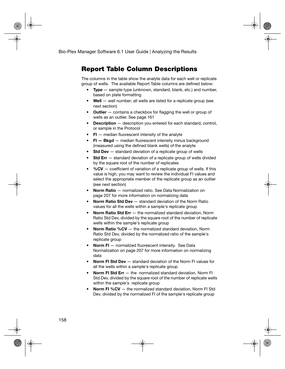 Report table column descriptions | Bio-Rad Bio-Plex Software® Upgrades and Conversions User Manual | Page 170 / 260