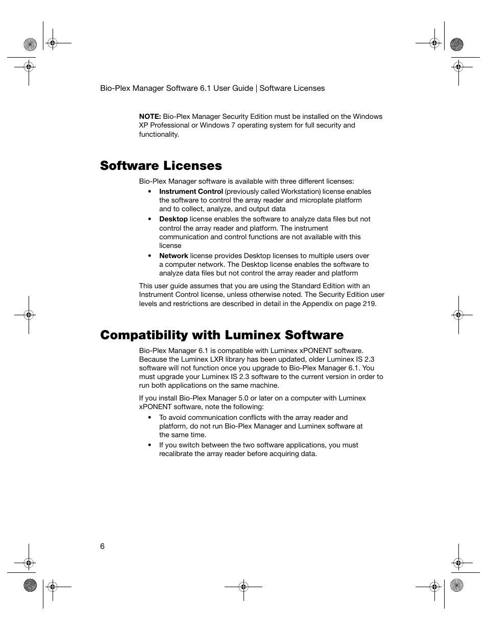 Software licenses, Compatibility with luminex software | Bio-Rad Bio-Plex Software® Upgrades and Conversions User Manual | Page 18 / 260