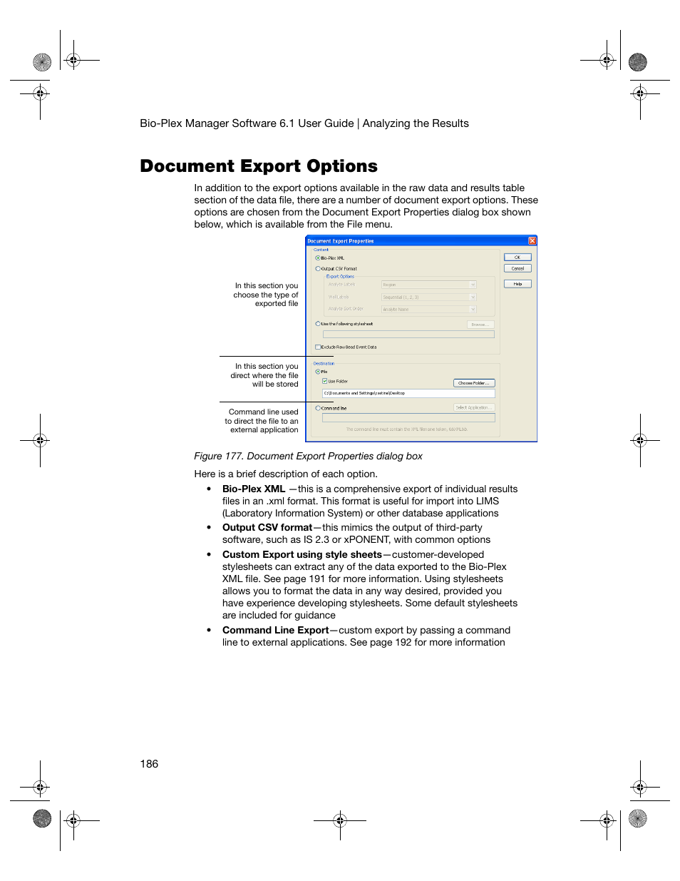 Document export options | Bio-Rad Bio-Plex Software® Upgrades and Conversions User Manual | Page 198 / 260