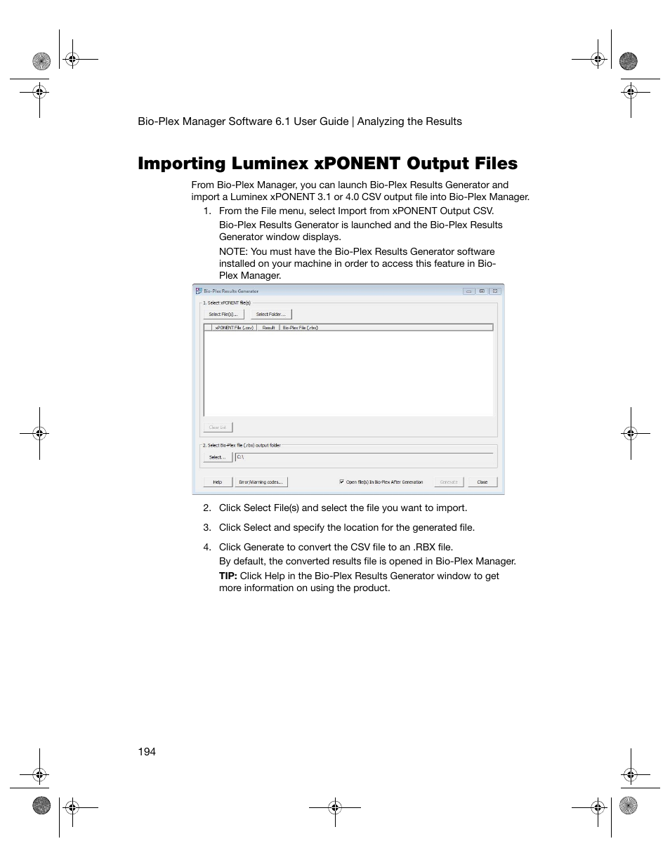 Importing luminex xponent output files | Bio-Rad Bio-Plex Software® Upgrades and Conversions User Manual | Page 206 / 260