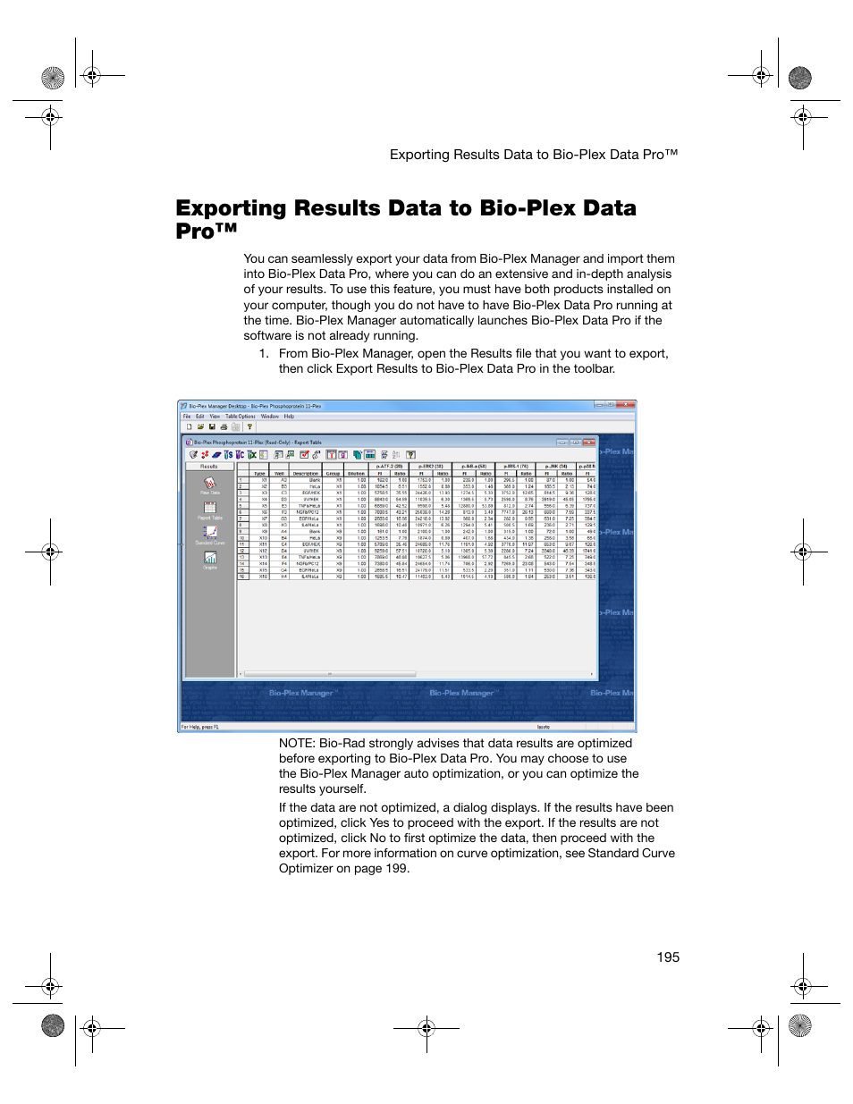 Exporting results data to bio-plex data pro | Bio-Rad Bio-Plex Software® Upgrades and Conversions User Manual | Page 207 / 260