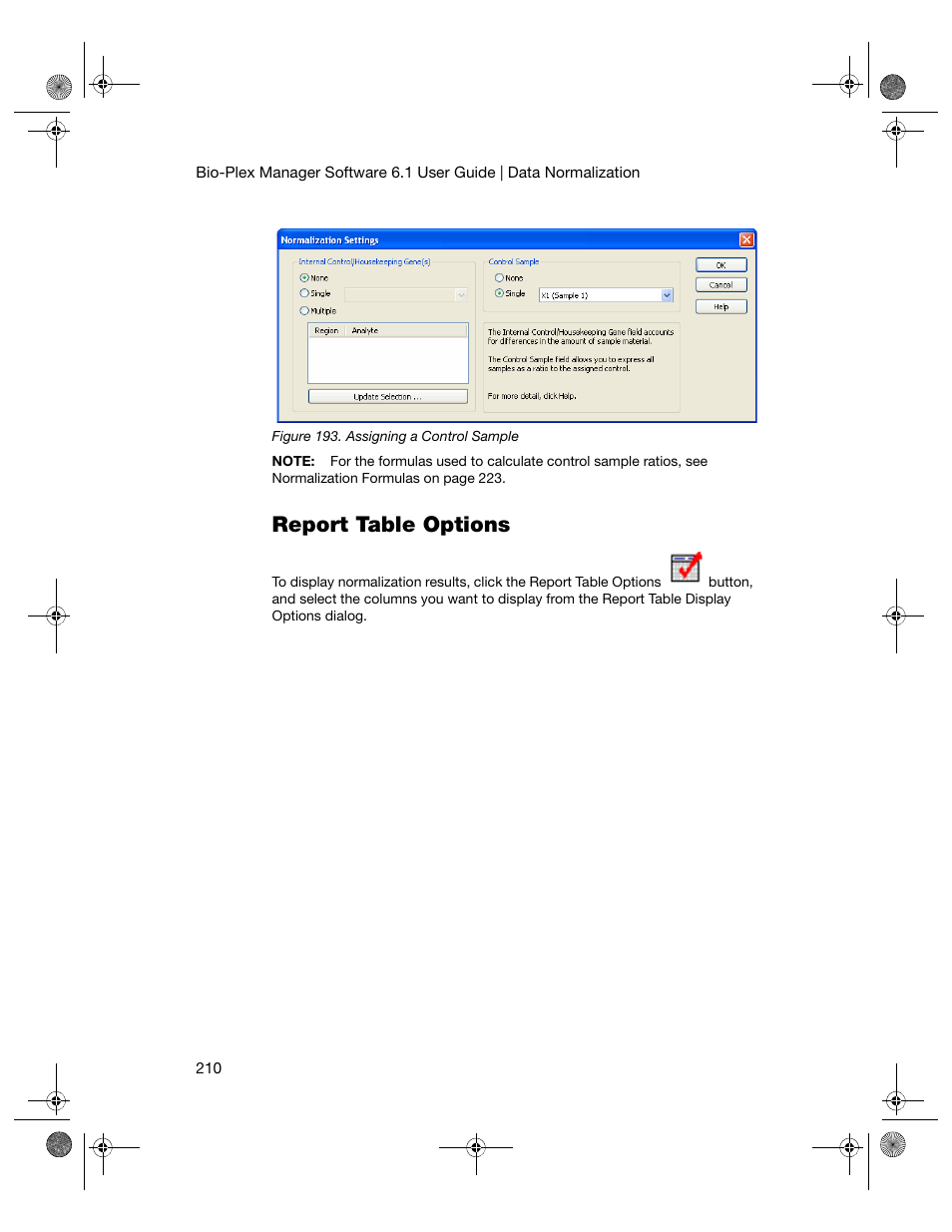Report table options | Bio-Rad Bio-Plex Software® Upgrades and Conversions User Manual | Page 222 / 260