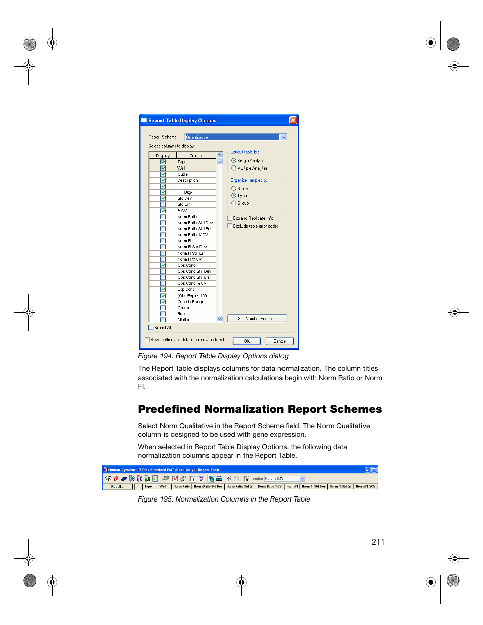 Predefined normalization report schemes | Bio-Rad Bio-Plex Software® Upgrades and Conversions User Manual | Page 223 / 260