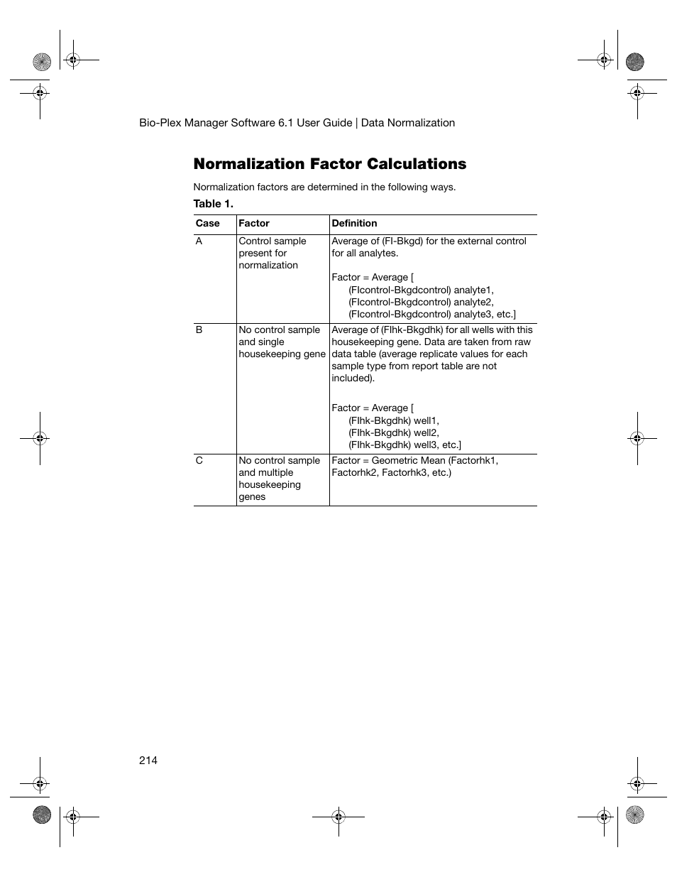 Normalization factor calculations | Bio-Rad Bio-Plex Software® Upgrades and Conversions User Manual | Page 226 / 260