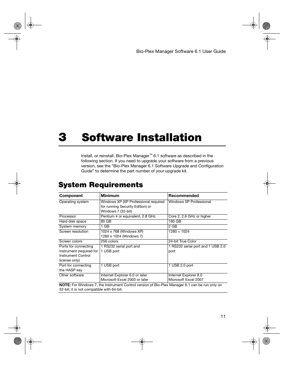 3 software installation, System requirements, Chapter 3. software installation | Software installation | Bio-Rad Bio-Plex Software® Upgrades and Conversions User Manual | Page 23 / 260