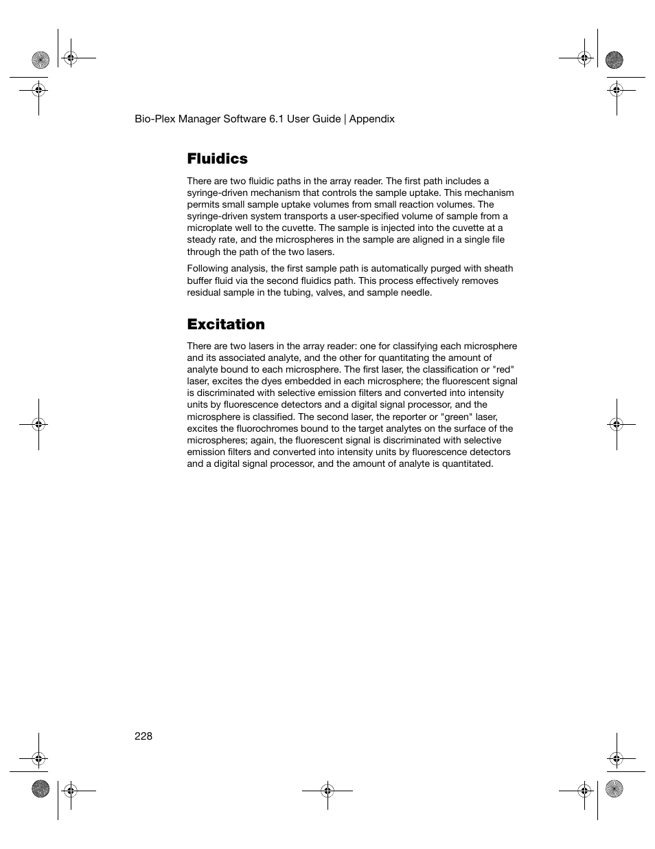 Fluidics, Excitation, Fluidics excitation | Bio-Rad Bio-Plex Software® Upgrades and Conversions User Manual | Page 240 / 260