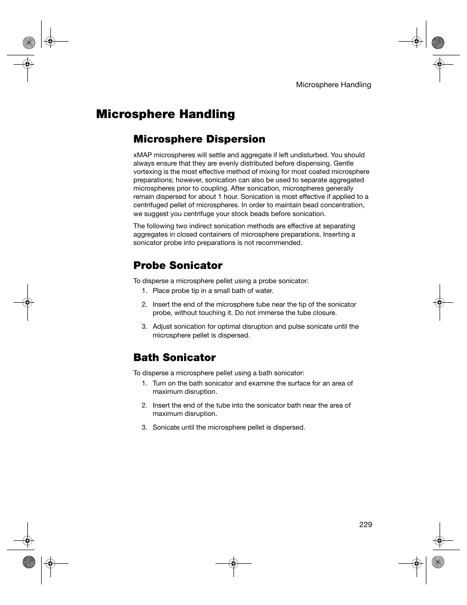 Microsphere handling, Microsphere dispersion, Probe sonicator | Bath sonicator | Bio-Rad Bio-Plex Software® Upgrades and Conversions User Manual | Page 241 / 260