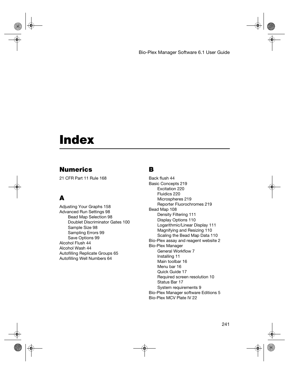 Index, Numerics | Bio-Rad Bio-Plex Software® Upgrades and Conversions User Manual | Page 253 / 260