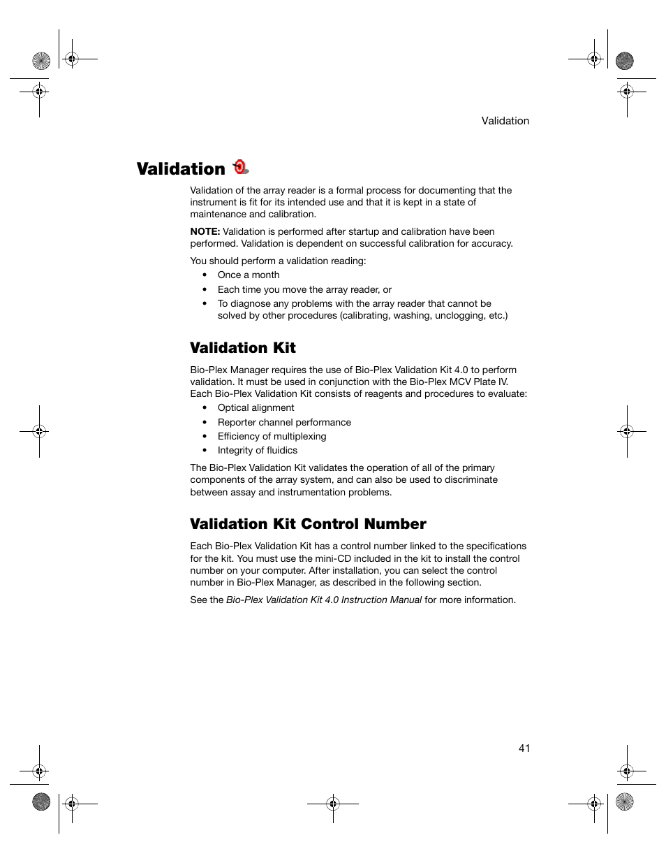 Validation, Validation kit, Validation kit control number | Validation kit validation kit control number | Bio-Rad Bio-Plex Software® Upgrades and Conversions User Manual | Page 53 / 260