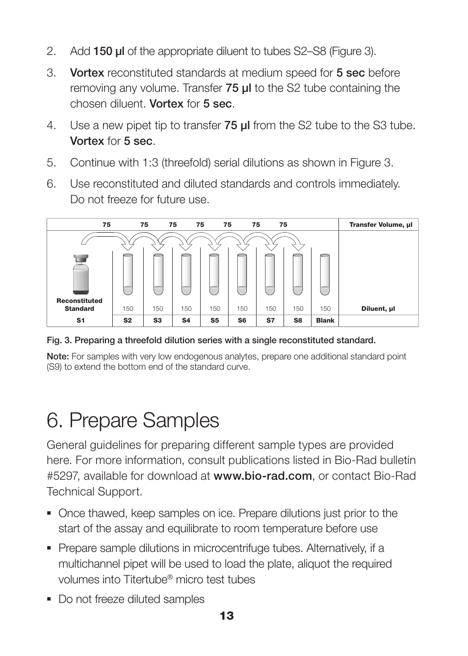 Prepare samples, Micro test tubes, Do not freeze diluted samples | Bio-Rad Human Inflammation Assays User Manual | Page 15 / 42