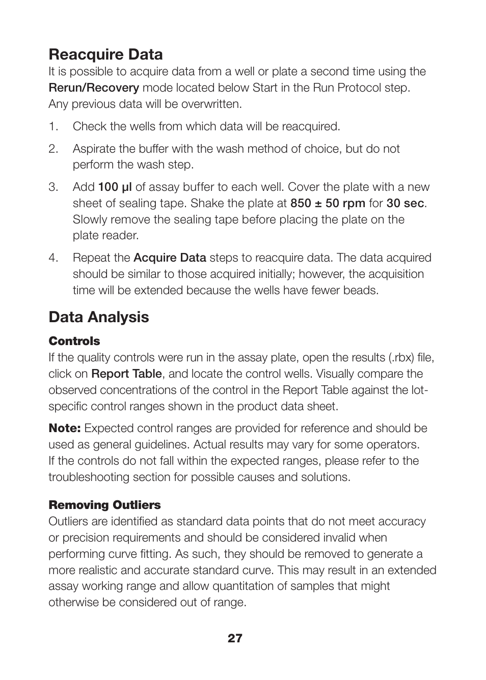 Reacquire data, Data analysis | Bio-Rad Human Inflammation Assays User Manual | Page 29 / 42