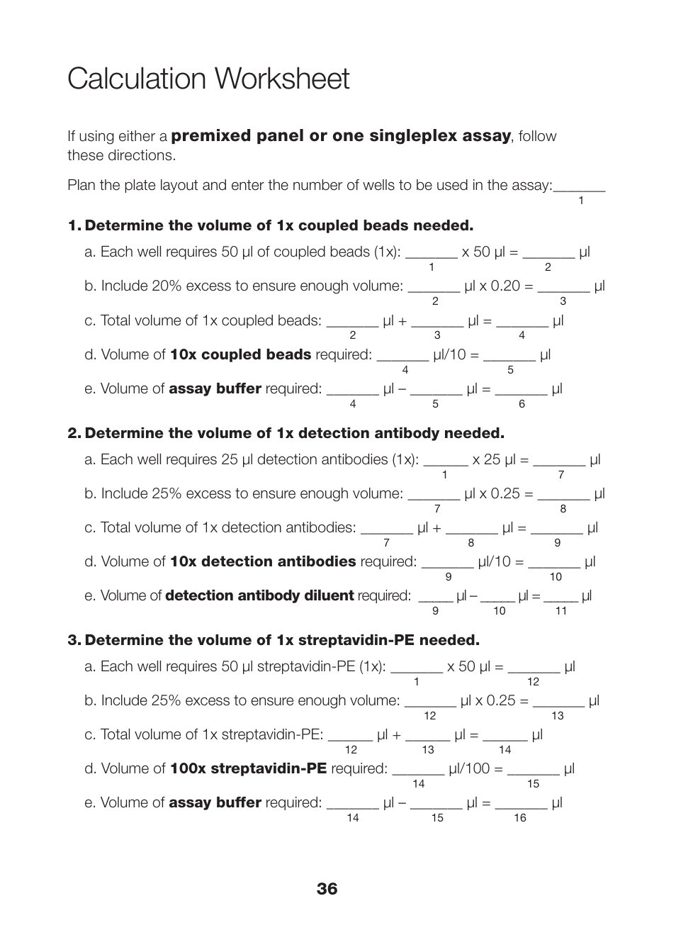 Calculation worksheet | Bio-Rad Human Inflammation Assays User Manual | Page 38 / 42