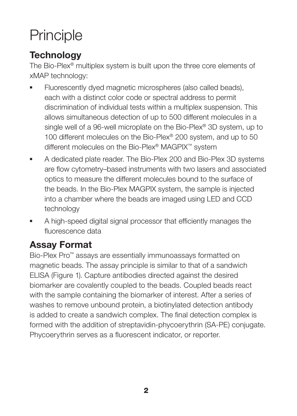 Principle, Technology, Assay format | Bio-Rad Human Inflammation Assays User Manual | Page 4 / 42