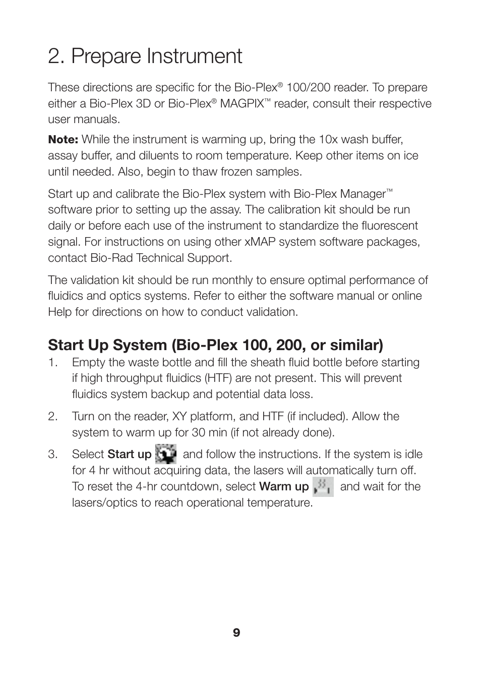 Prepare instrument | Bio-Rad Human MMP and TIMP Assays User Manual | Page 11 / 42