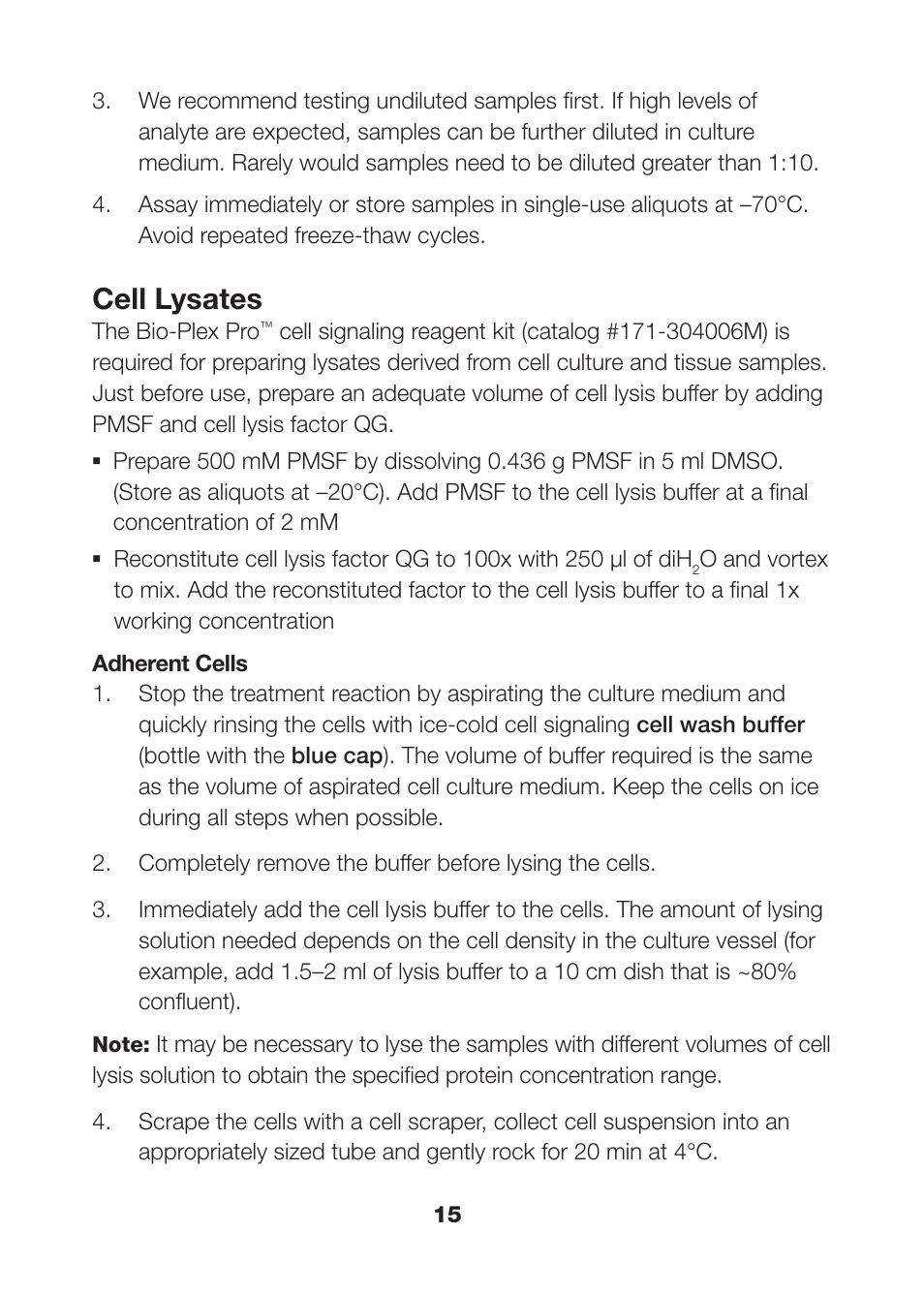 Cell lysates | Bio-Rad Human MMP and TIMP Assays User Manual | Page 17 / 42