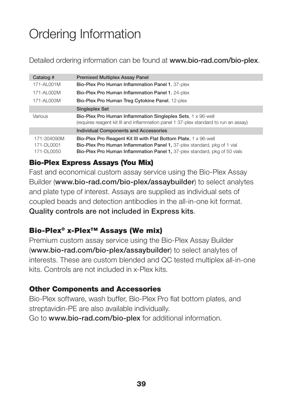 Ordering information | Bio-Rad Human MMP and TIMP Assays User Manual | Page 41 / 42