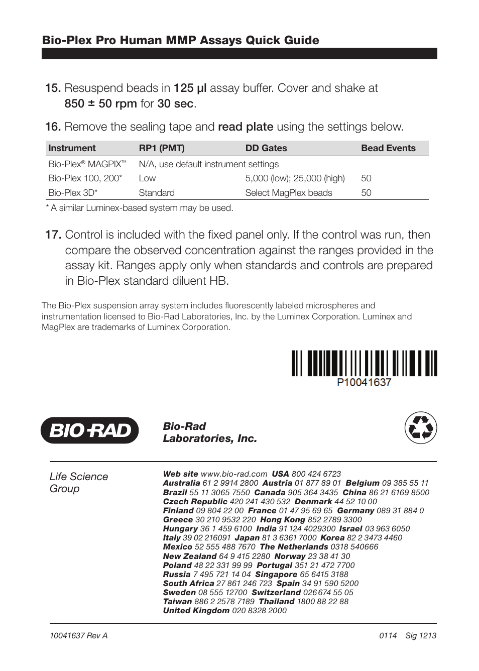 Bio-Rad Human MMP and TIMP Assays User Manual | Page 4 / 4