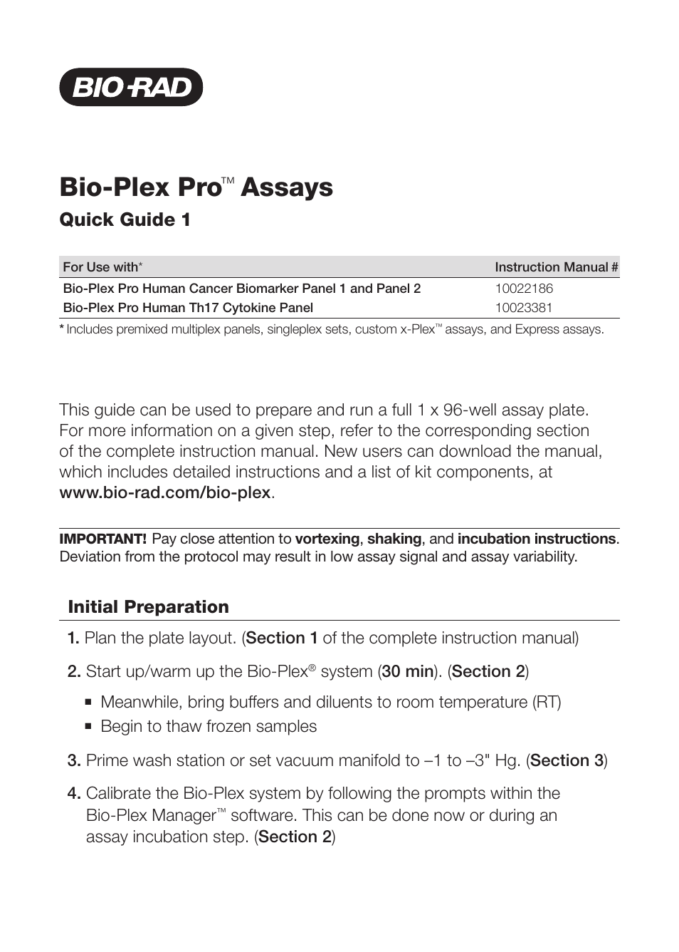 Bio-Rad Bio-Plex Pro™ Human Cancer Biomarker Assays User Manual | 4 pages