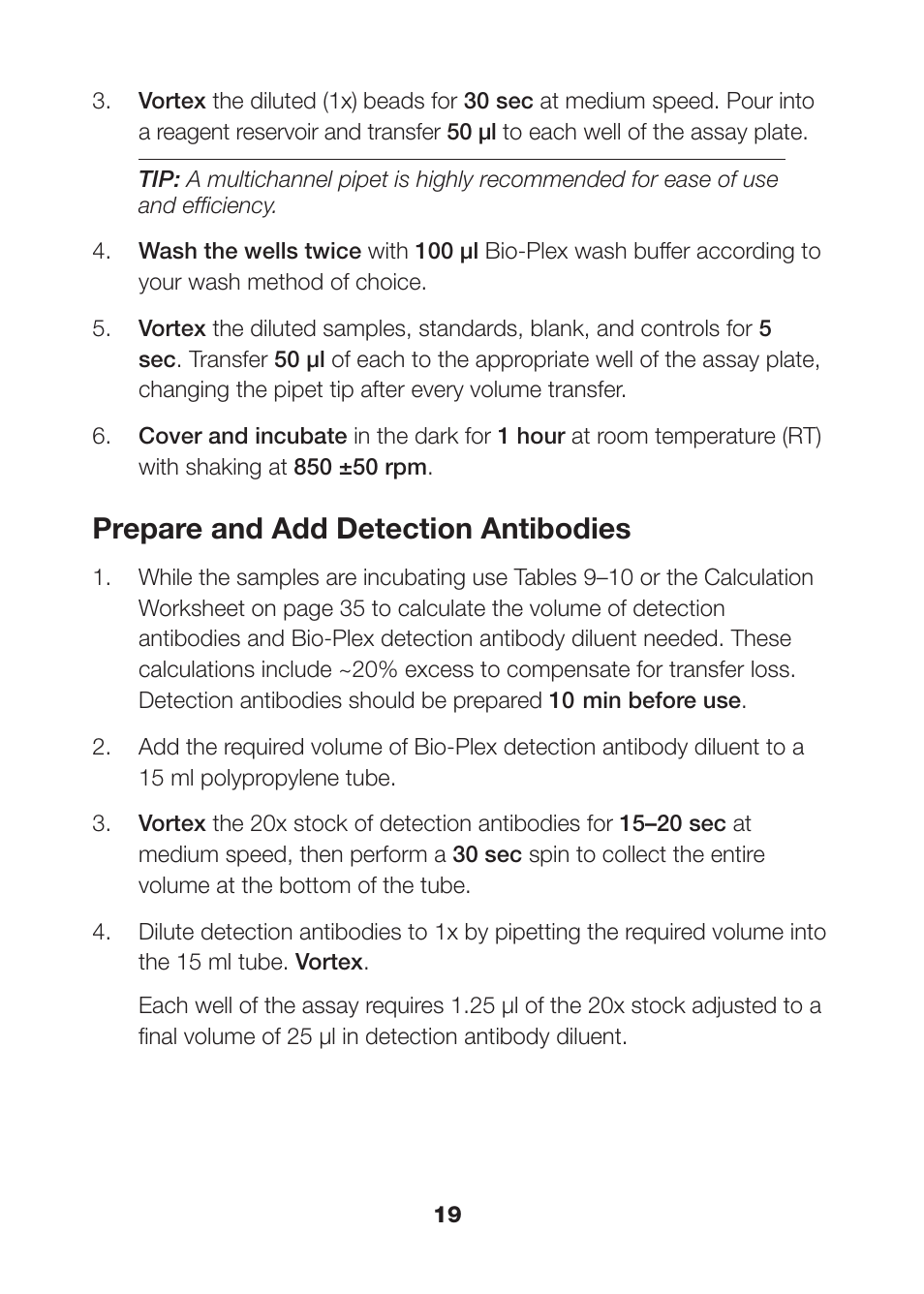 Prepare and add detection antibodies | Bio-Rad Bio-Plex Pro™ Human Th17 Cytokine Assays User Manual | Page 21 / 42