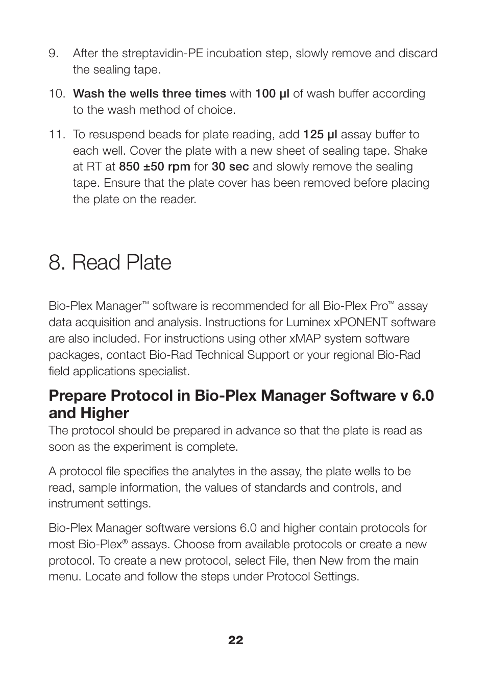 Read plate | Bio-Rad Bio-Plex Pro™ Human Th17 Cytokine Assays User Manual | Page 24 / 42