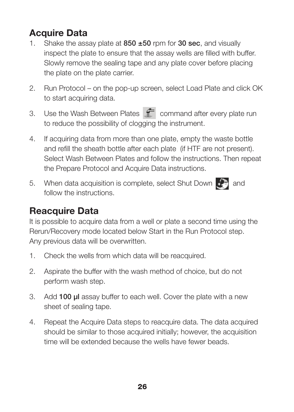 Acquire data, Reacquire data | Bio-Rad Bio-Plex Pro™ Human Th17 Cytokine Assays User Manual | Page 28 / 42