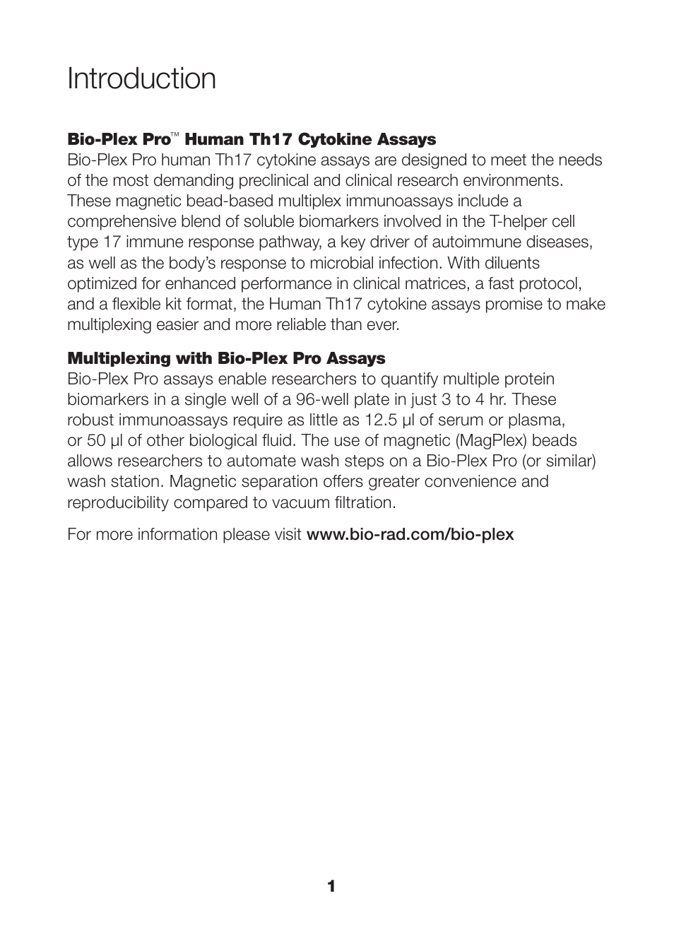 Introduction | Bio-Rad Bio-Plex Pro™ Human Th17 Cytokine Assays User Manual | Page 3 / 42