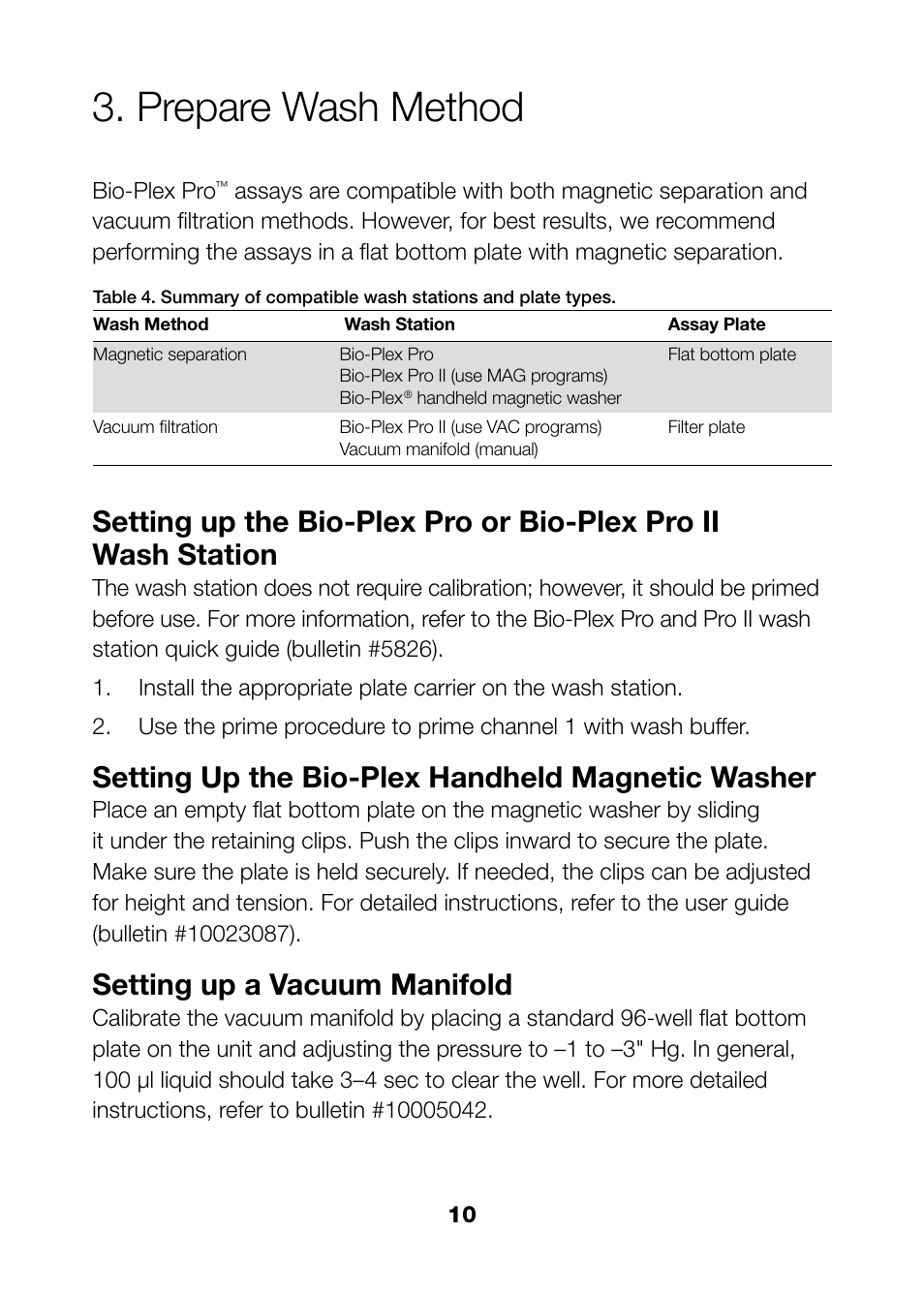 Prepare wash method, Setting up the bio-plex handheld magnetic washer, Setting up a vacuum manifold | Bio-Rad Bio-Plex Pro™ Rat Cytokine, Chemokine, and Growth Factor Assays User Manual | Page 12 / 49