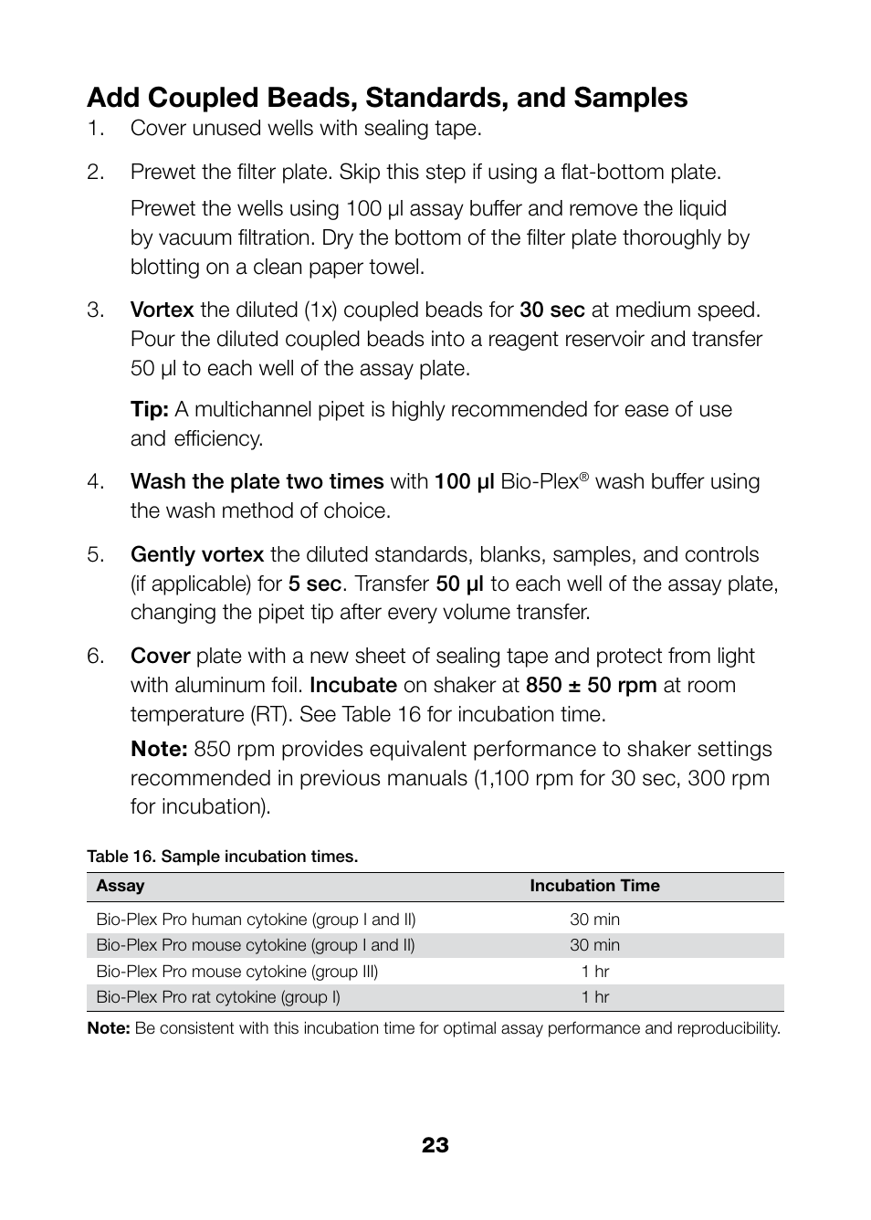 Add coupled beads, standards, and samples | Bio-Rad Bio-Plex Pro™ Rat Cytokine, Chemokine, and Growth Factor Assays User Manual | Page 25 / 49