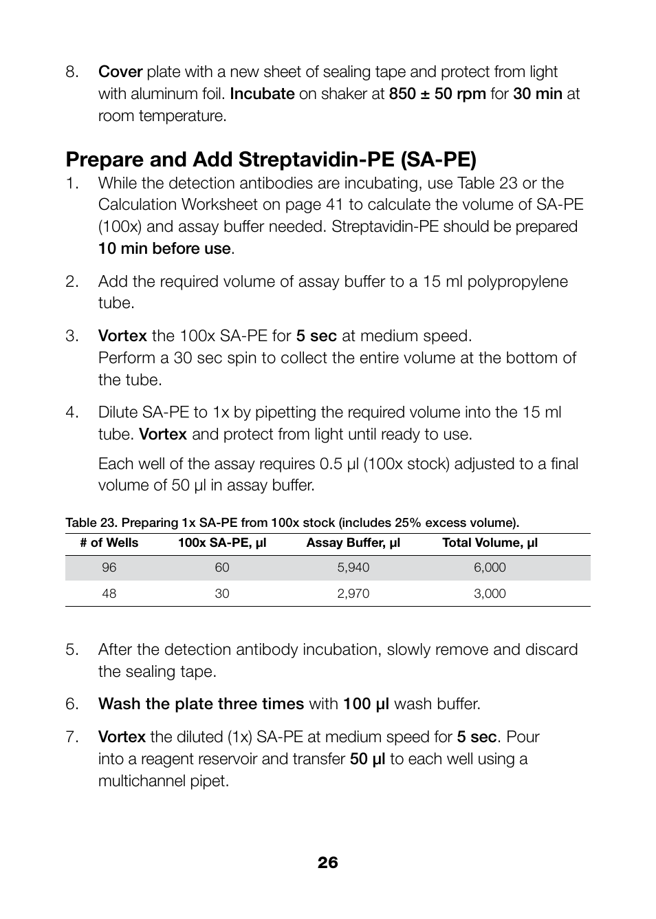 Prepare and add streptavidin-pe (sa-pe) | Bio-Rad Bio-Plex Pro™ Rat Cytokine, Chemokine, and Growth Factor Assays User Manual | Page 28 / 49