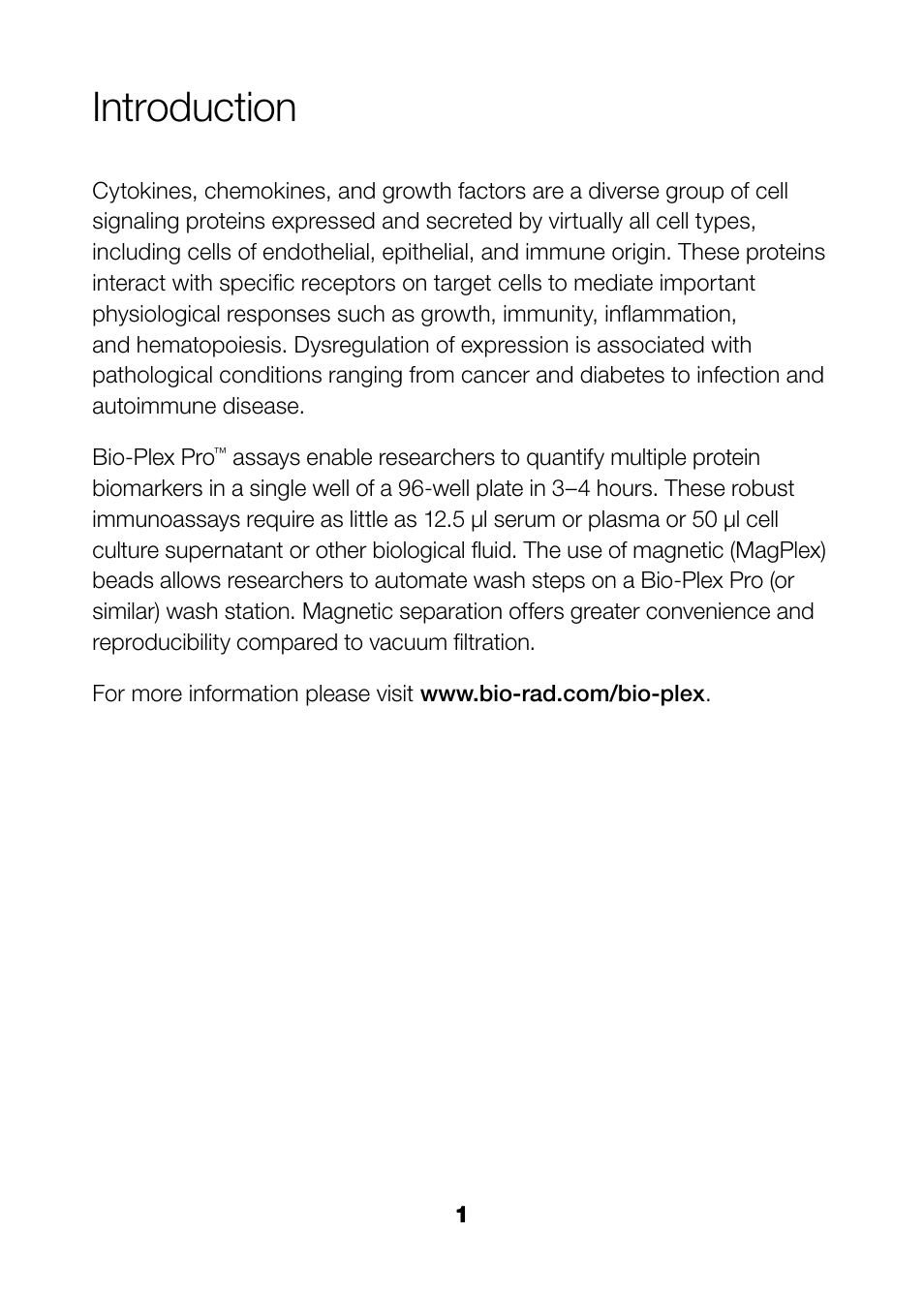 Introduction, Introduction 1 | Bio-Rad Bio-Plex Pro™ Rat Cytokine, Chemokine, and Growth Factor Assays User Manual | Page 3 / 49