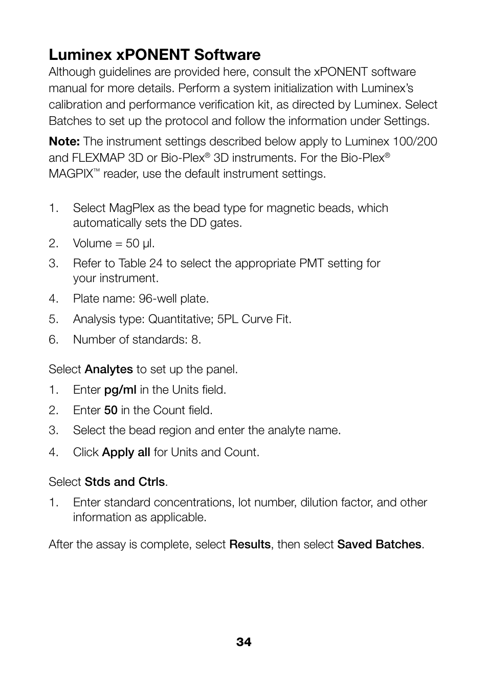 Luminex xponent software | Bio-Rad Bio-Plex Pro™ Rat Cytokine, Chemokine, and Growth Factor Assays User Manual | Page 36 / 49