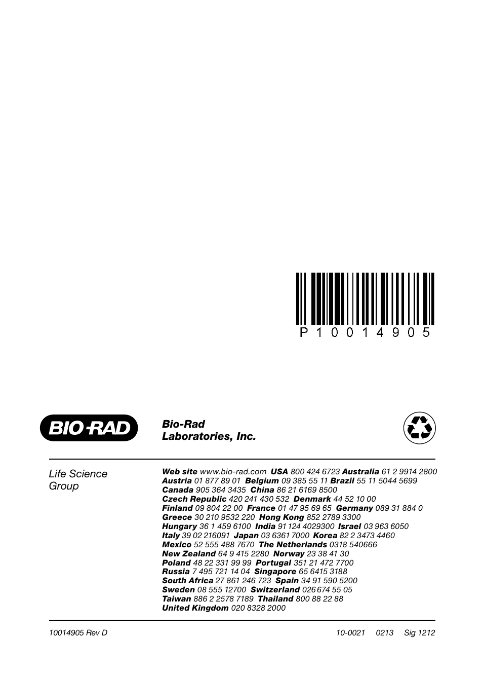 Life science group, Bio-rad laboratories, inc | Bio-Rad Bio-Plex Pro™ Rat Cytokine, Chemokine, and Growth Factor Assays User Manual | Page 49 / 49