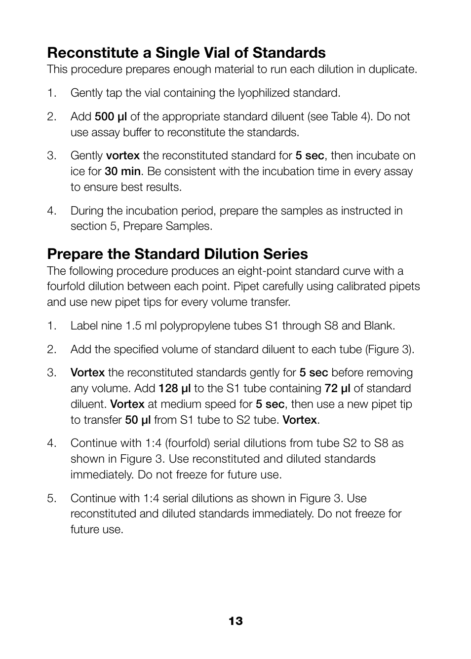 Reconstitute a single vial of standards, Prepare the standard dilution series | Bio-Rad Bio-Plex Pro™ TGF-β Assays User Manual | Page 15 / 43