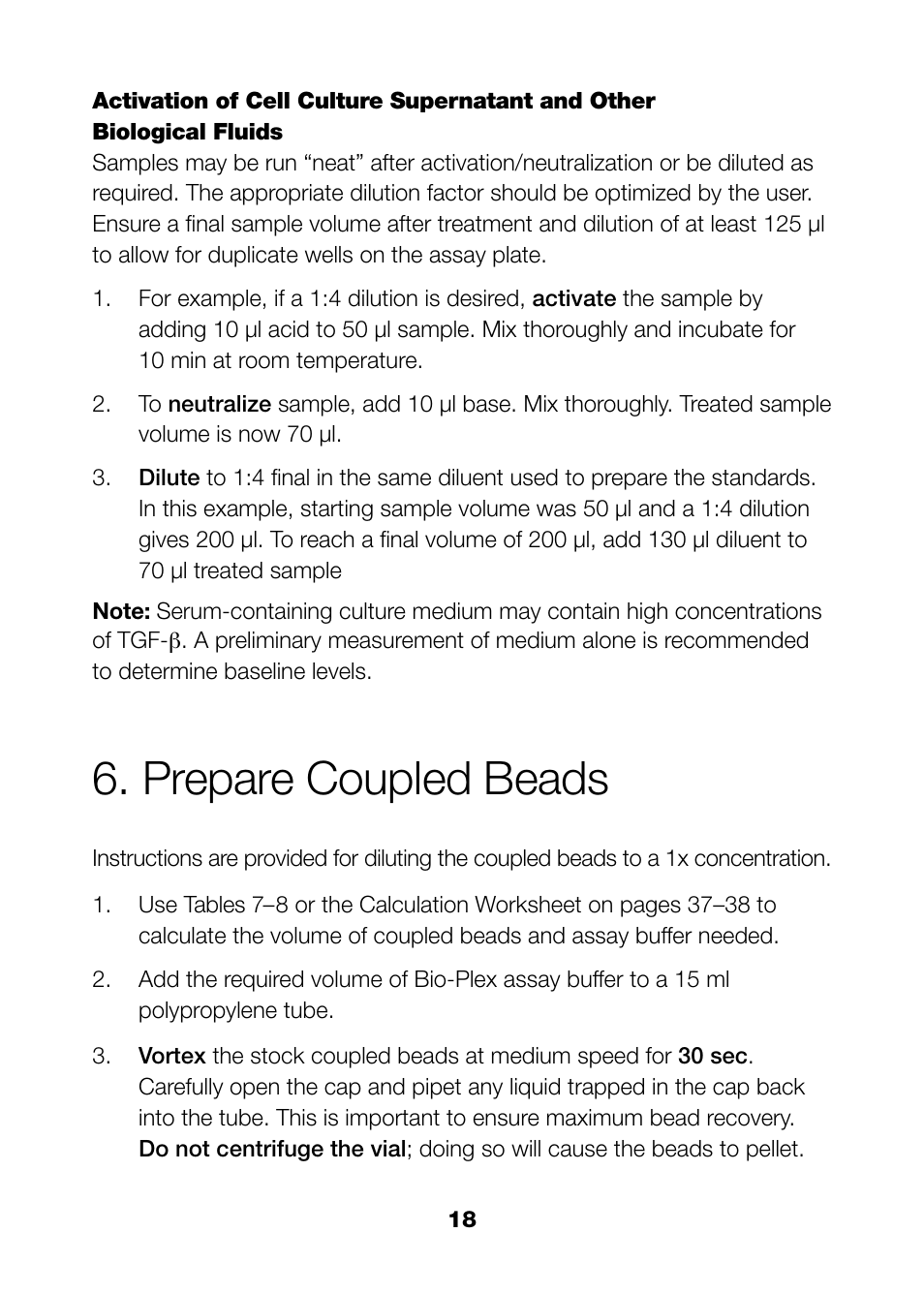 Prepare coupled beads | Bio-Rad Bio-Plex Pro™ TGF-β Assays User Manual | Page 20 / 43