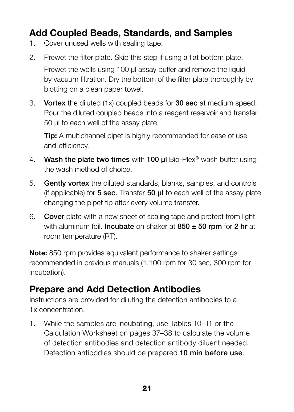 Add coupled beads, standards, and samples, Prepare and add detection antibodies | Bio-Rad Bio-Plex Pro™ TGF-β Assays User Manual | Page 23 / 43