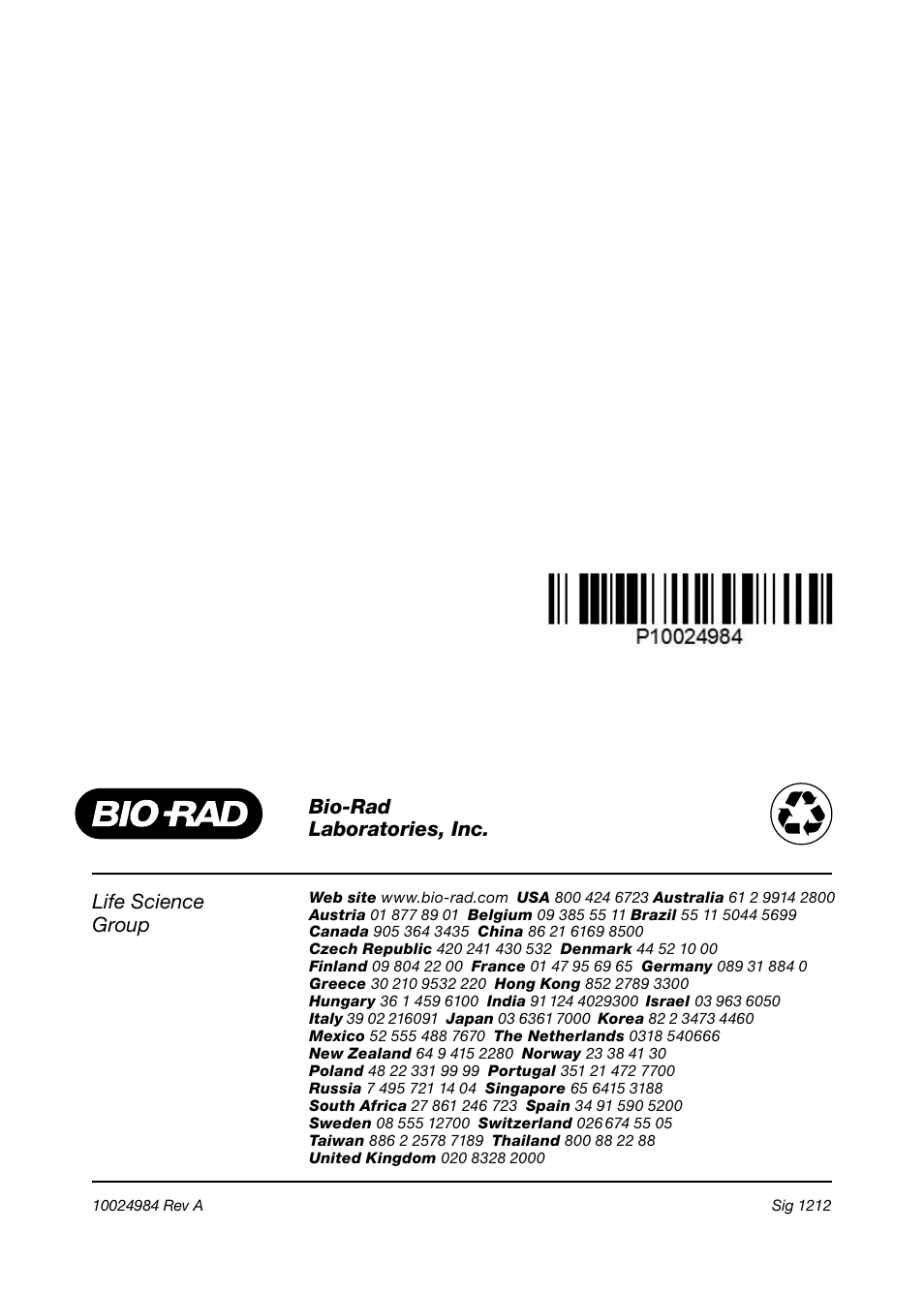 Life science group, Bio-rad laboratories, inc | Bio-Rad Bio-Plex Pro™ TGF-β Assays User Manual | Page 43 / 43