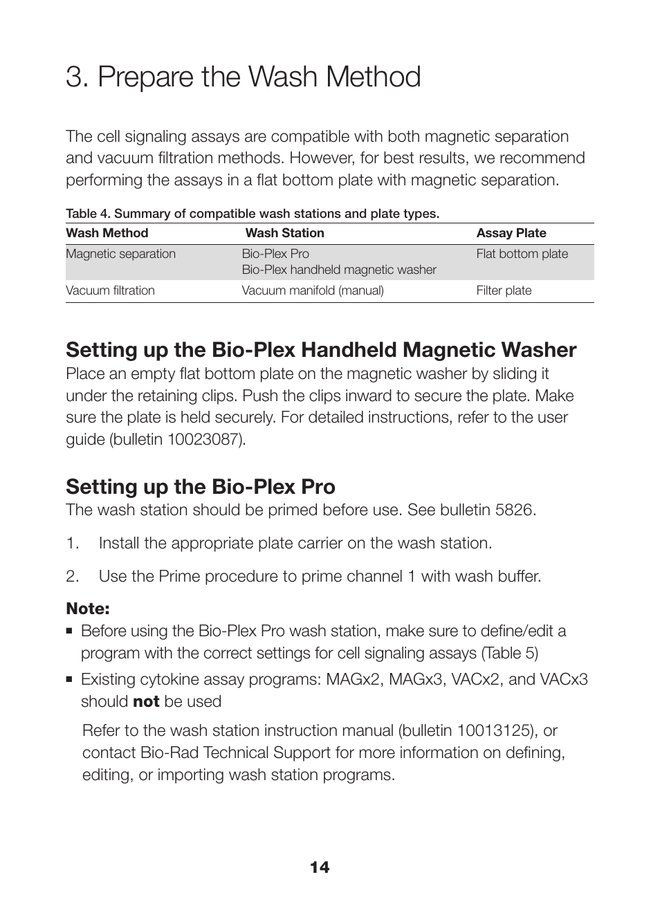 Prepare the wash method, Prepare the wash method 14, Setting up the bio-plex handheld magnetic washer | Setting up the bio-plex pro | Bio-Rad Bio-Plex Pro™ Magnetic Cell Signaling Assays User Manual | Page 16 / 38