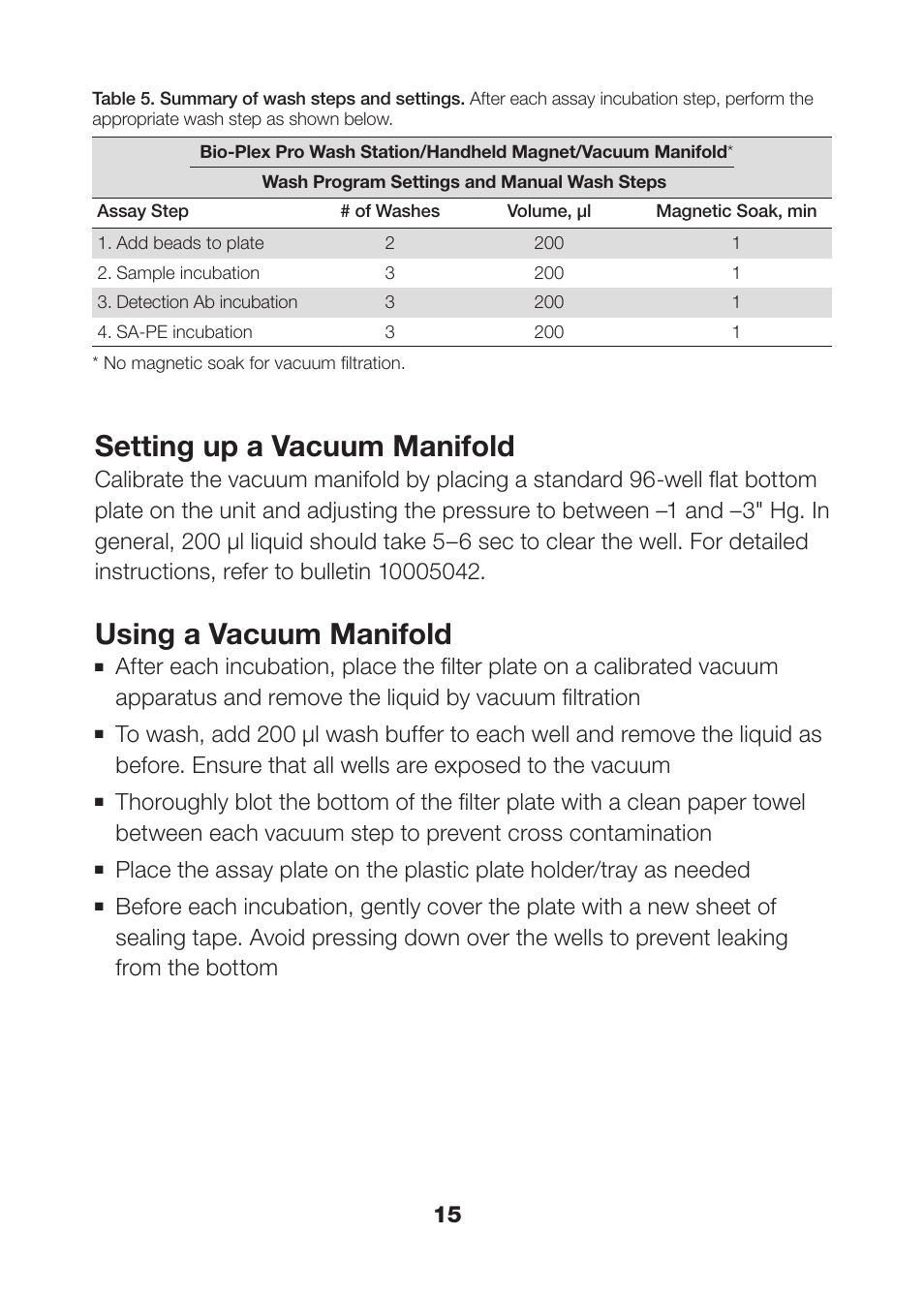 Setting up a vacuum manifold, Using a vacuum manifold | Bio-Rad Bio-Plex Pro™ Magnetic Cell Signaling Assays User Manual | Page 17 / 38