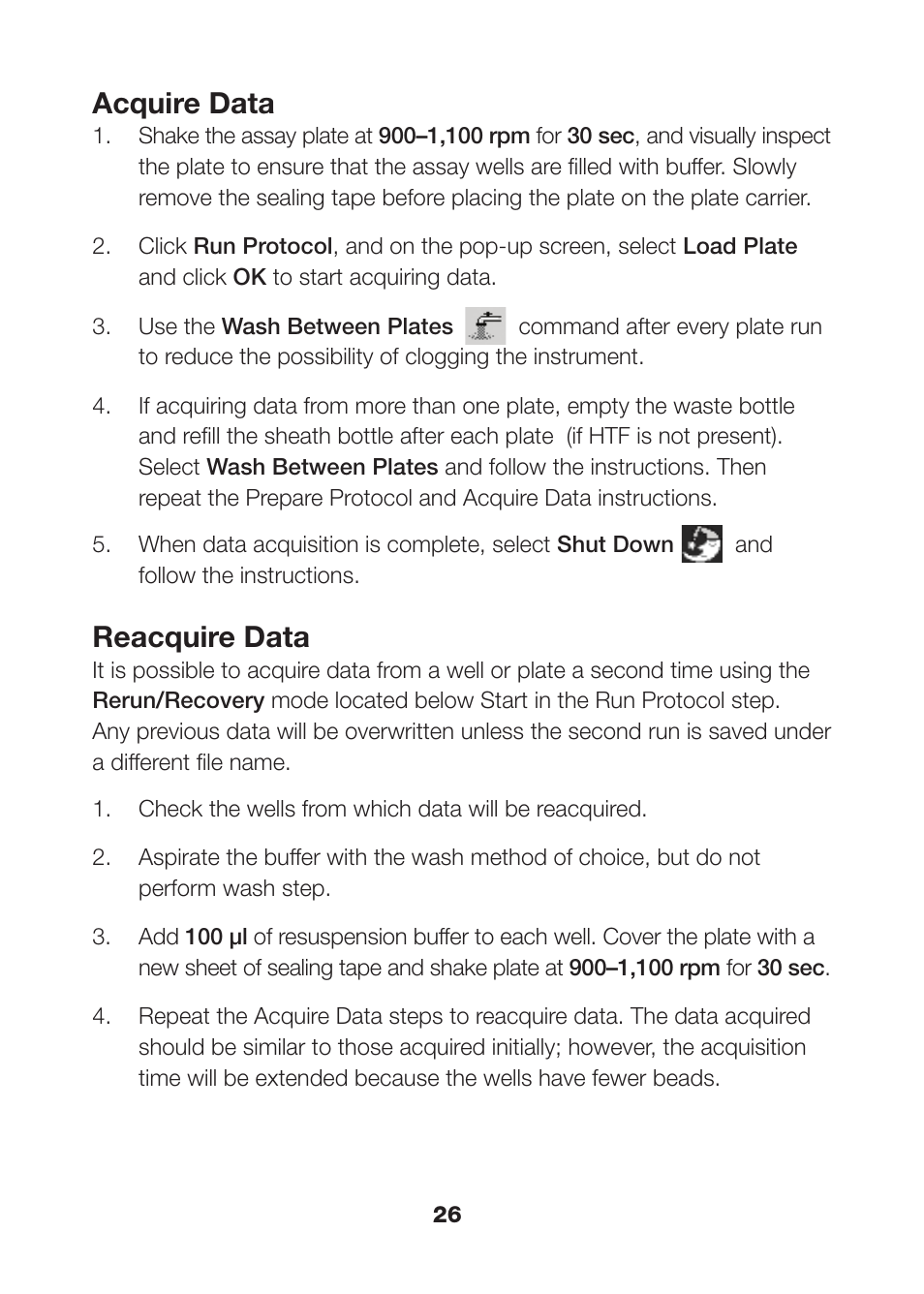 Acquire data, Reacquire data | Bio-Rad Bio-Plex Pro™ Magnetic Cell Signaling Assays User Manual | Page 28 / 38