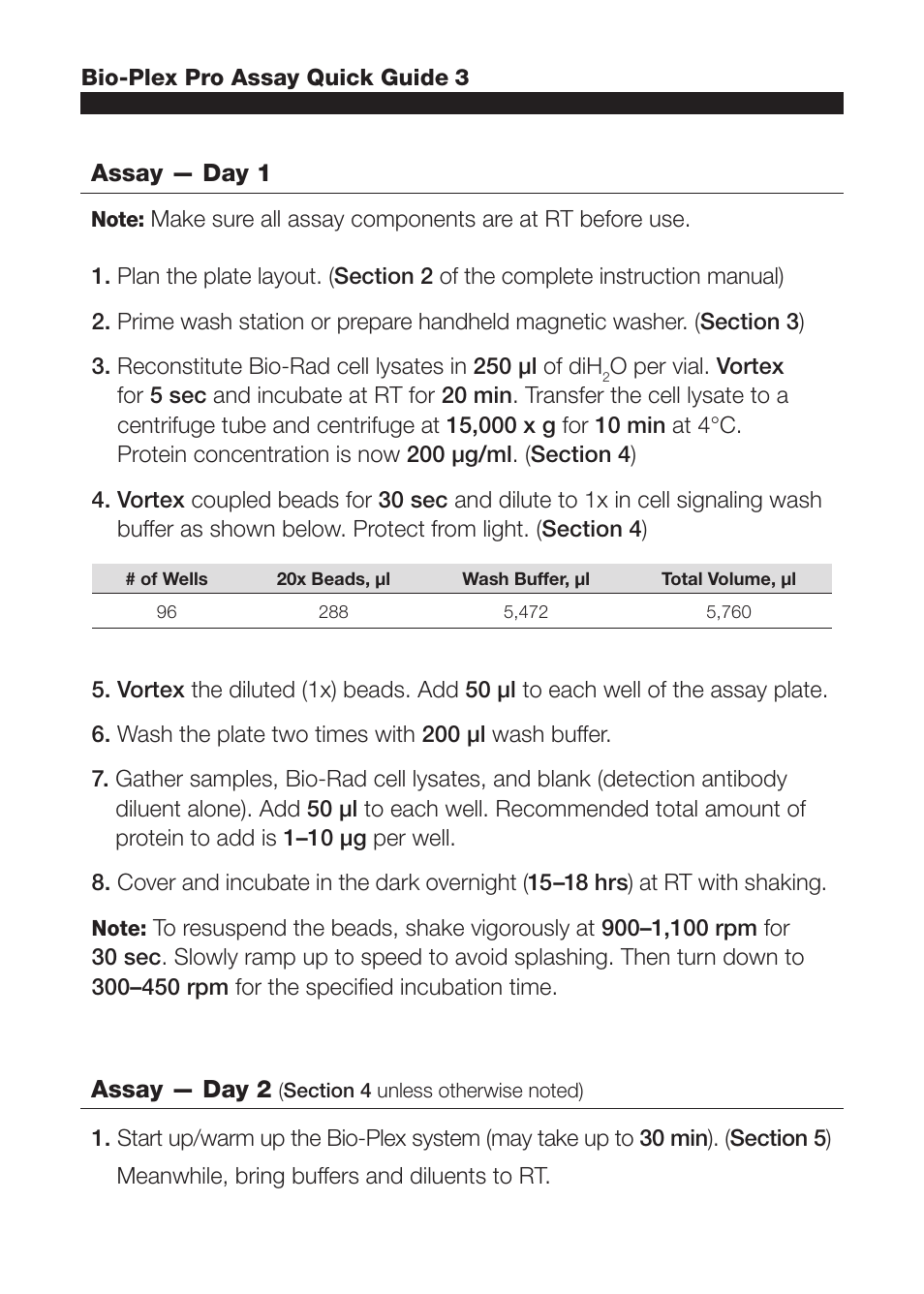 Assay — day 1, Assay — day 2 | Bio-Rad Bio-Plex Pro™ Magnetic Cell Signaling Assays User Manual | Page 2 / 4