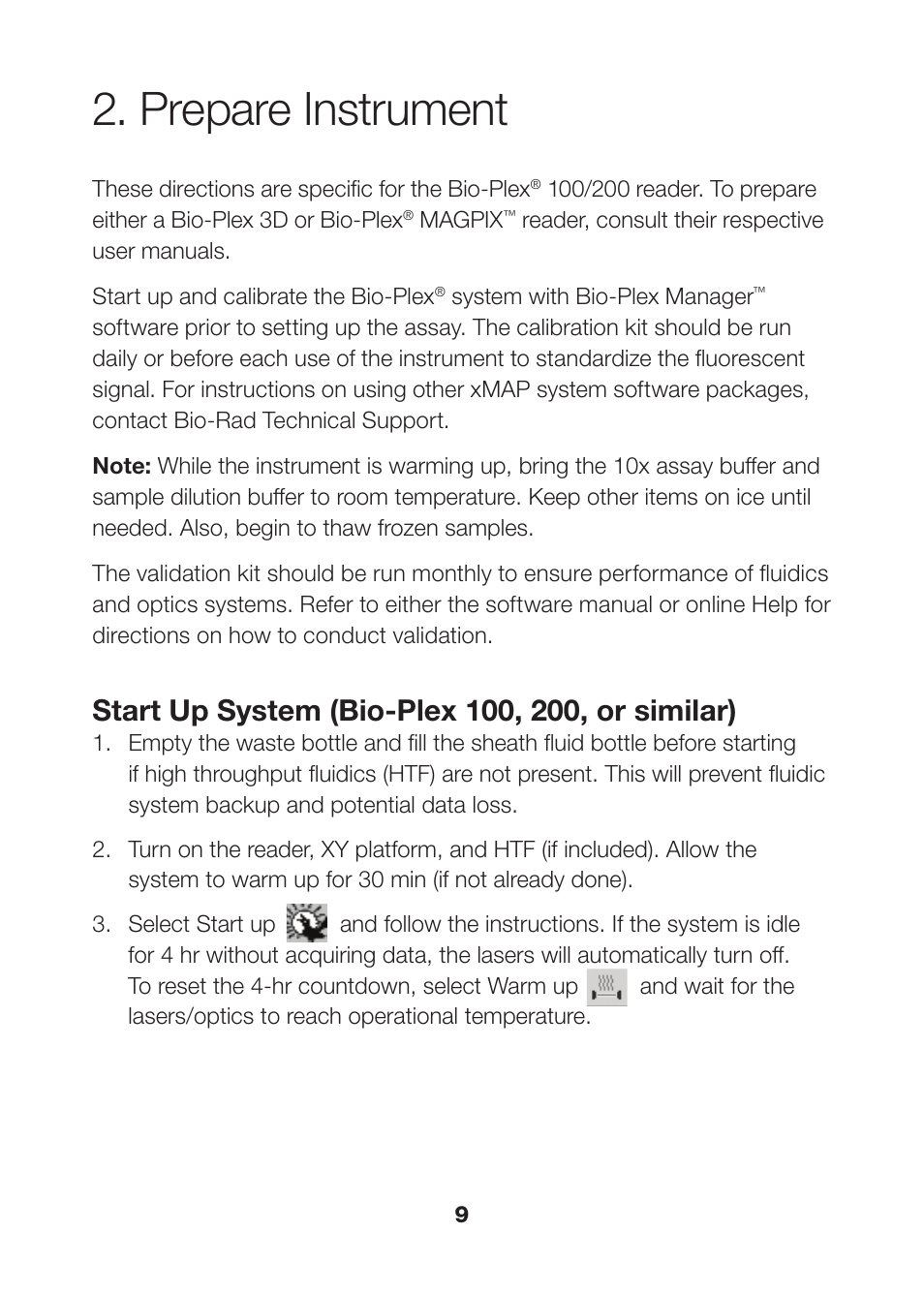 Prepare instrument, Prepare instrument 9 | Bio-Rad Apoptosis Assays User Manual | Page 11 / 37