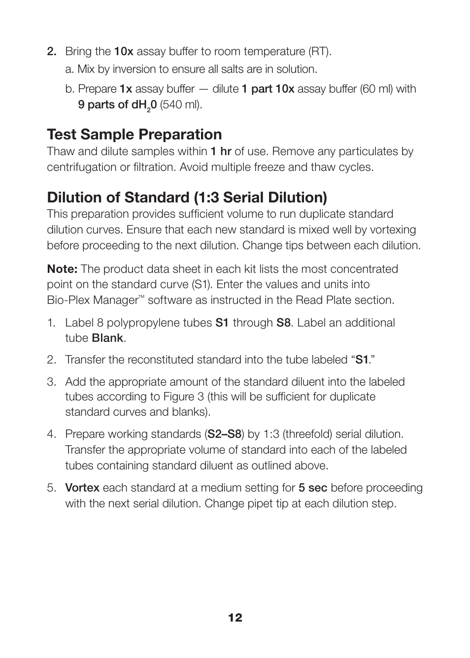 Test sample preparation, Dilution of standard (1:3 serial dilution) | Bio-Rad Apoptosis Assays User Manual | Page 14 / 37