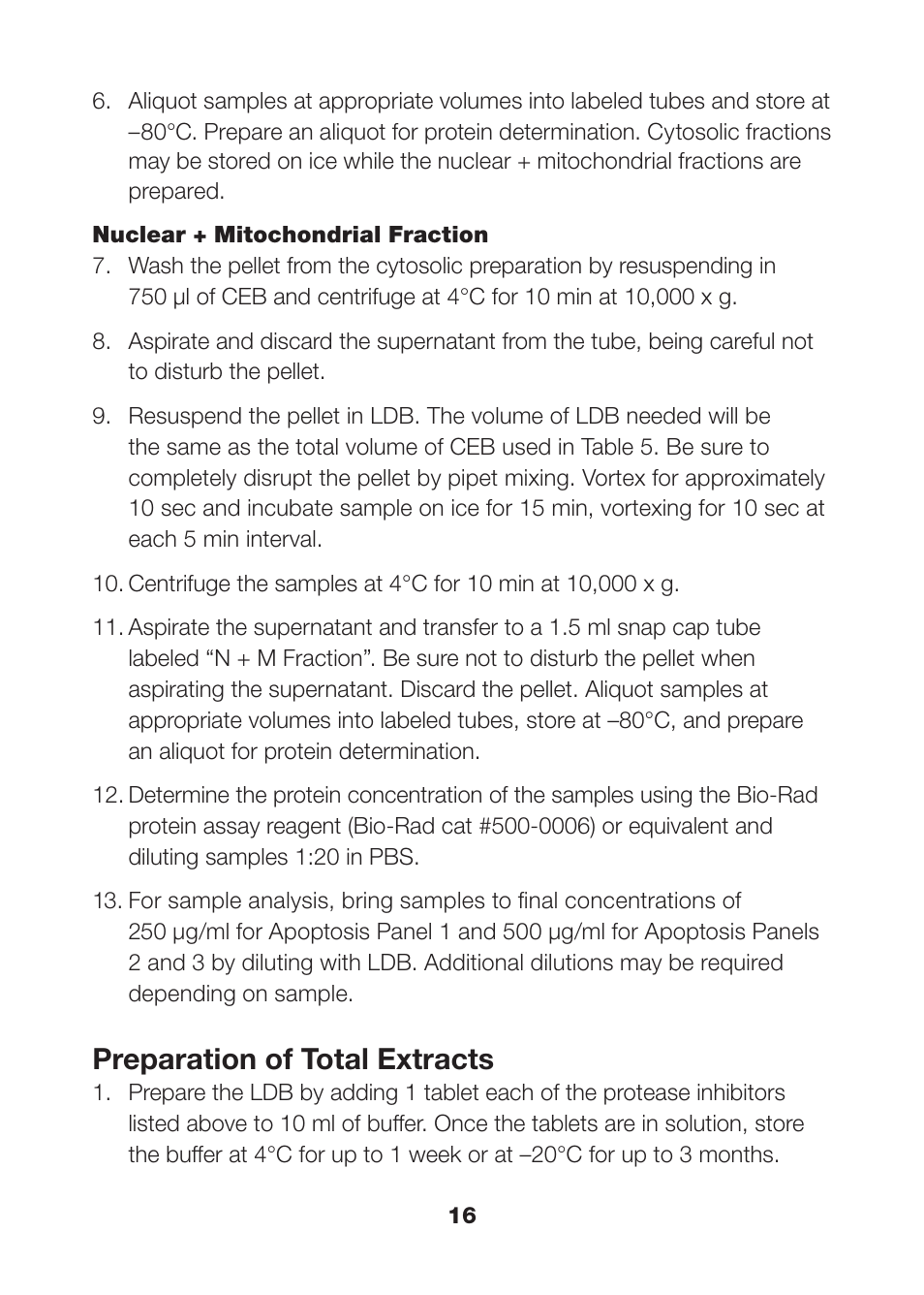 Preparation of total extracts | Bio-Rad Apoptosis Assays User Manual | Page 18 / 37