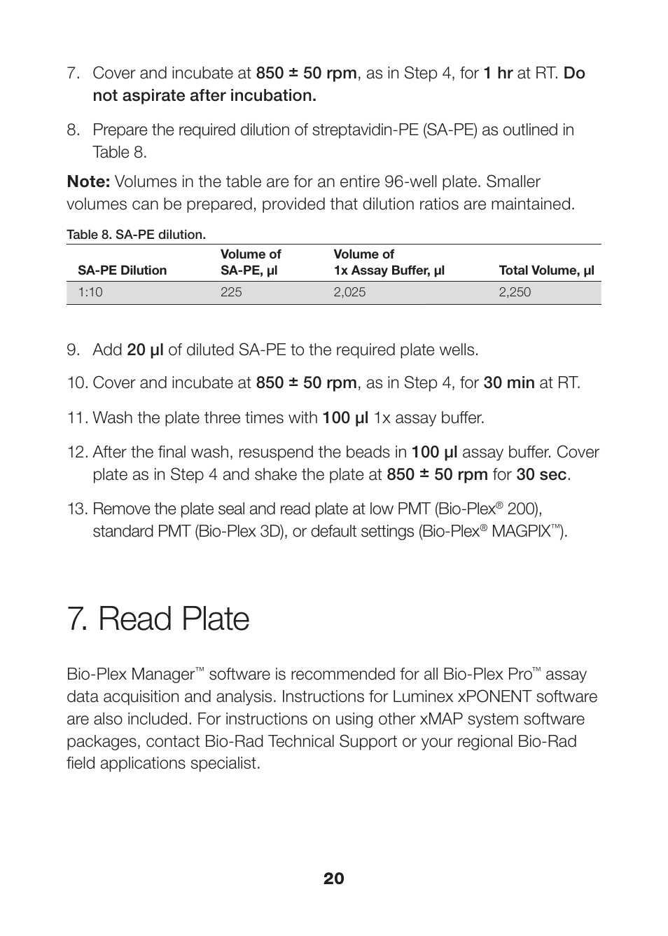 Read plate, Read plate 20 | Bio-Rad Apoptosis Assays User Manual | Page 22 / 37