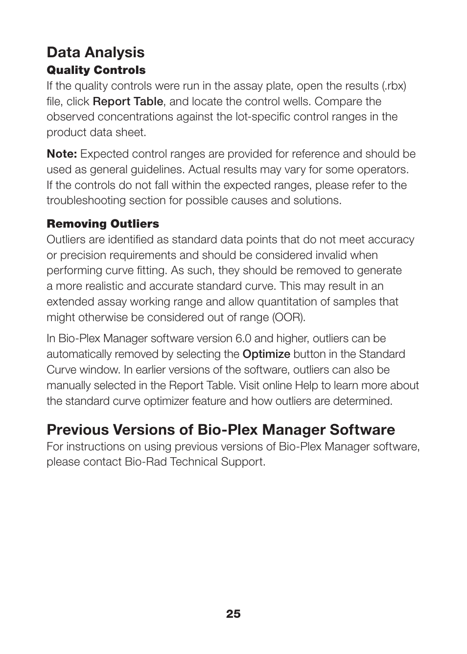 Data analysis, Previous versions of bio-plex manager software | Bio-Rad Apoptosis Assays User Manual | Page 27 / 37